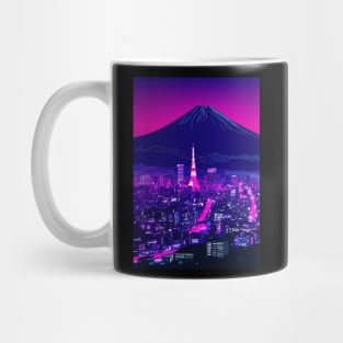 Tokyo City Japan Neon Mount Fuji Future Cyberpunk Art Mug